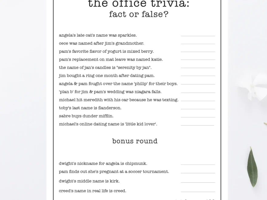 Office Party Trivia Game Printable Awdesignsprintables