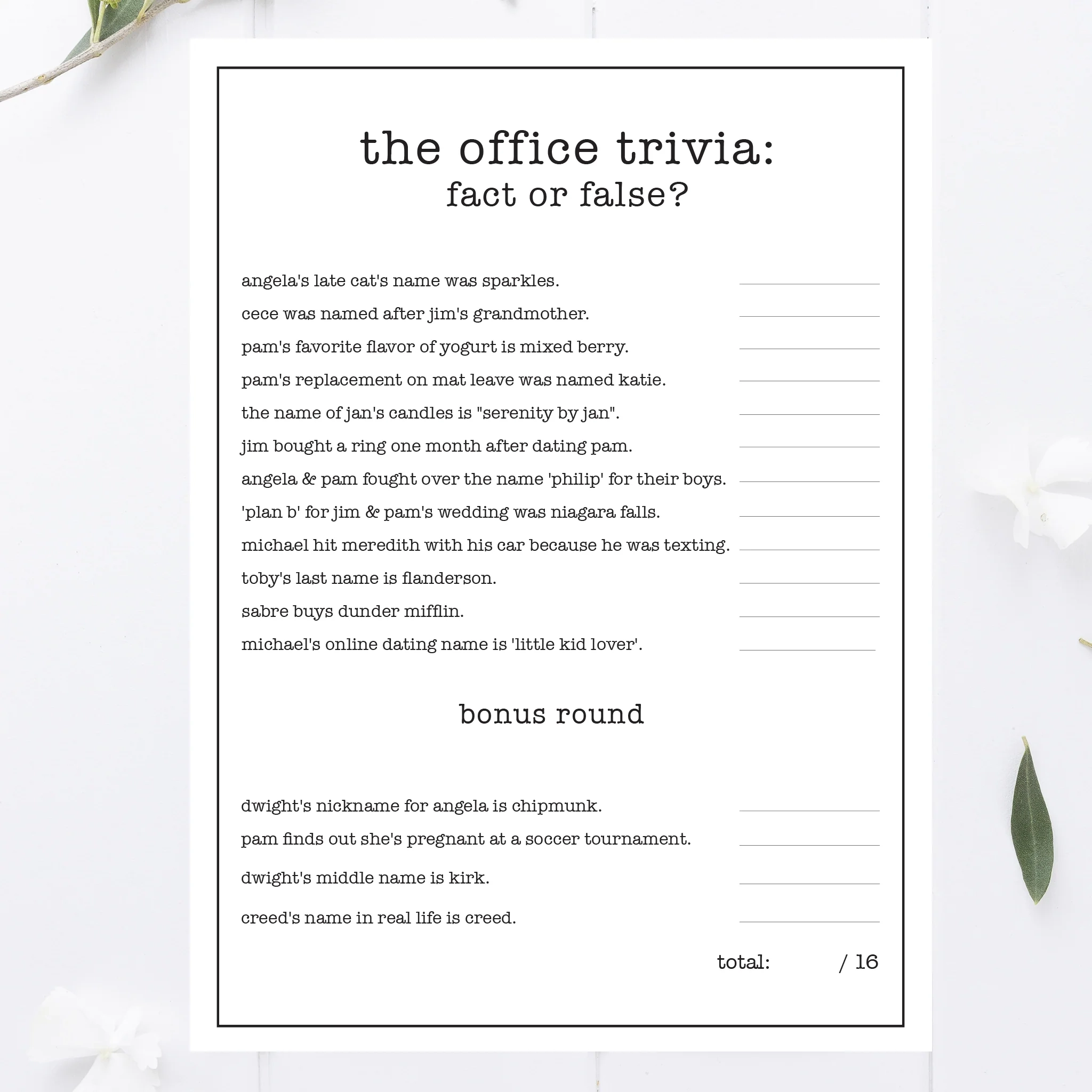 Office Party Trivia Game Printable Awdesignsprintables