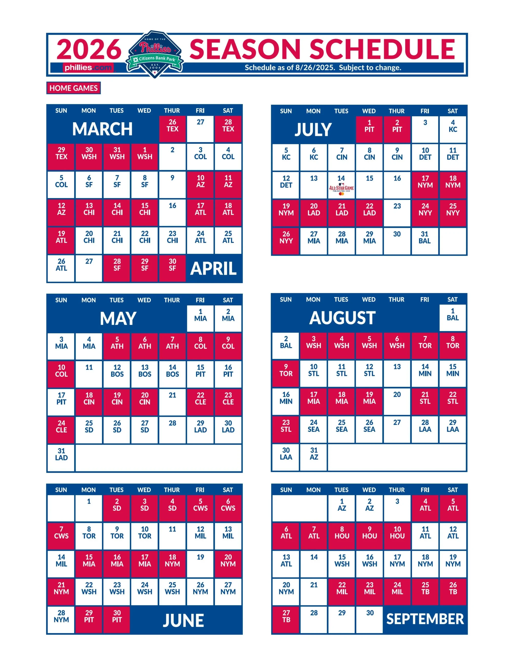 Official 2026 Schedule From Phillies R phillies Official 2026 Schedule From Phillies R phillies