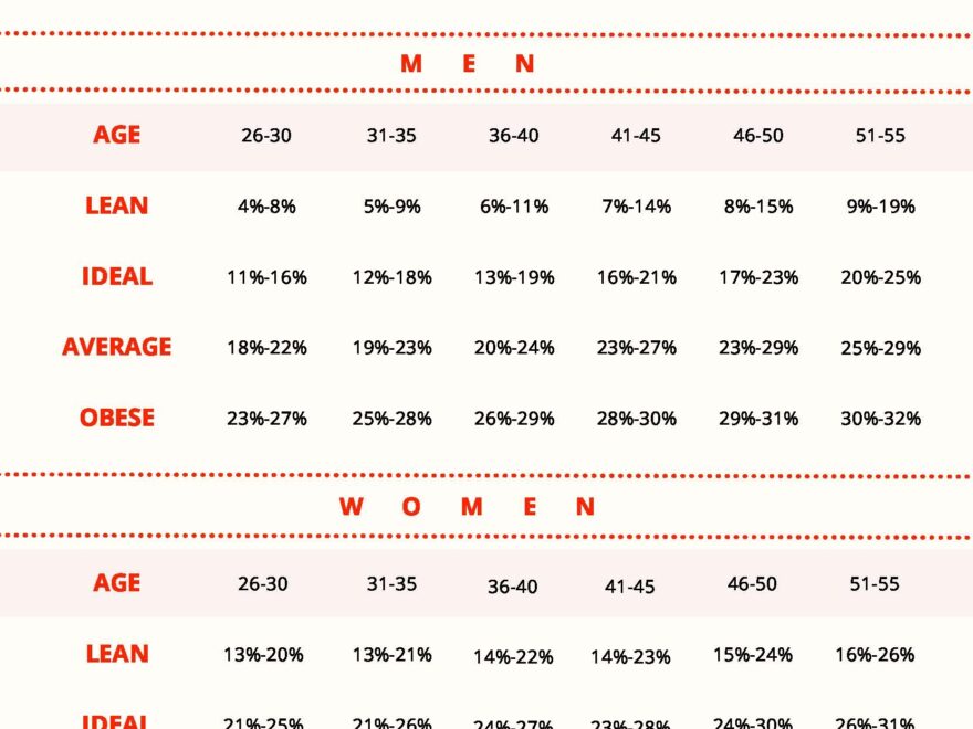Official Body Fat Percentage Chart In PDF Download Template