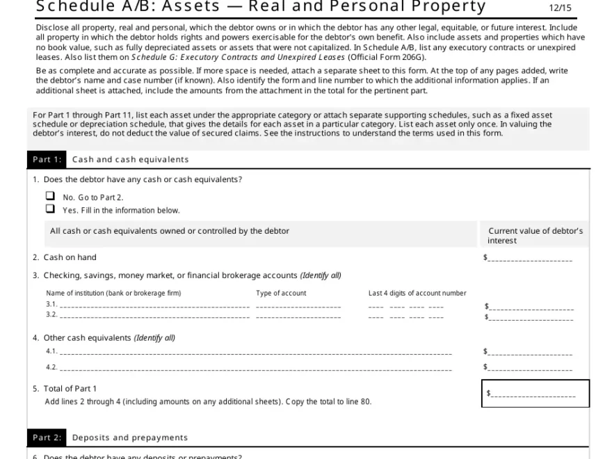 Official Form 206A B Schedule A B Fill Out Sign Online And Download Printable PDF Templateroller