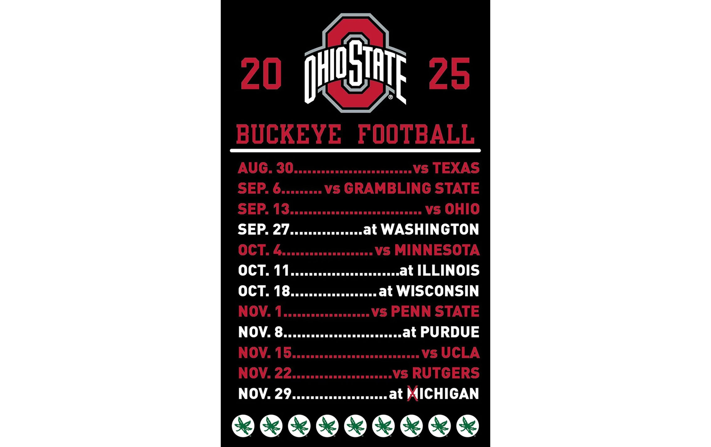 Ohio State Buckeyes Football Schedule 2025 Gameday Grille And Patio