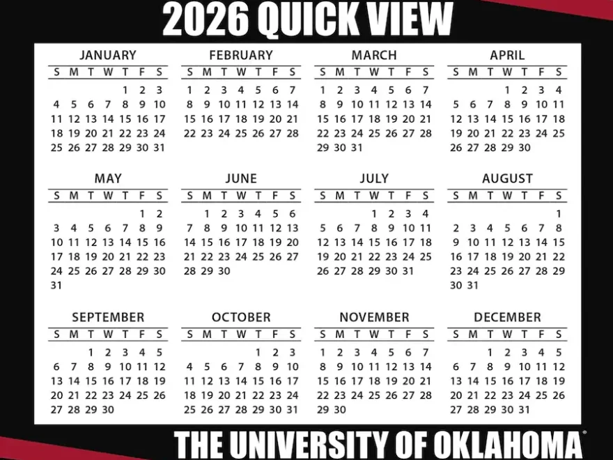 Oklahoma Sooners 2026 Box Calendar