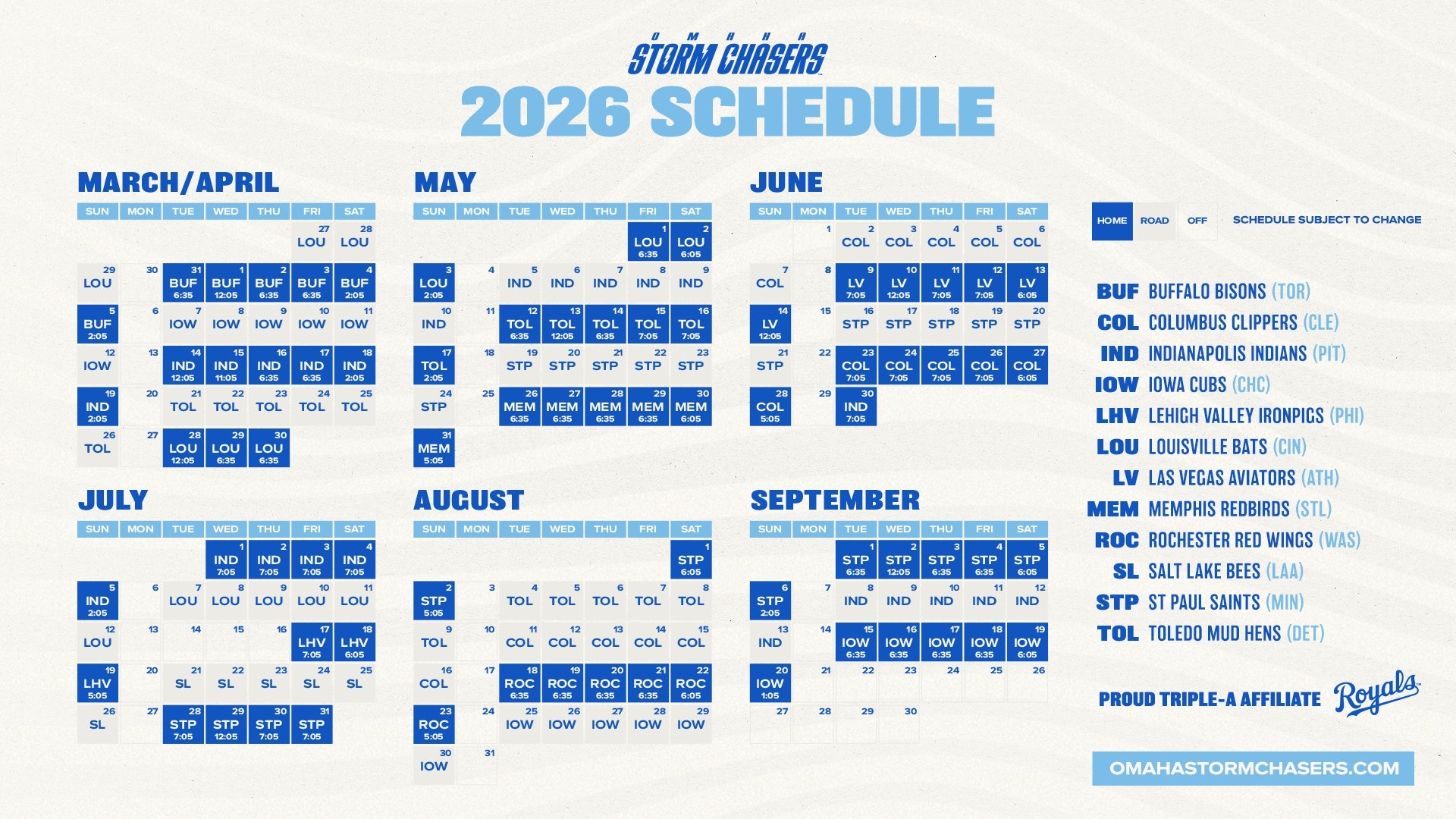 Omaha Storm Chasers On X ICYMI Our 2026 Home Game Times Have Been Released Https t co m4EJ7E9wgc Https t co BCidOpa5RU X