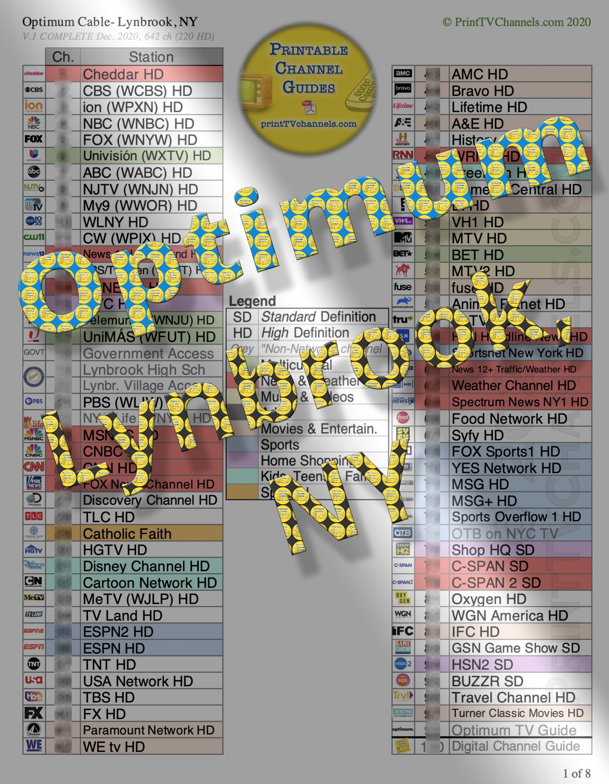 Optimum Premier Channel Lineup Printable