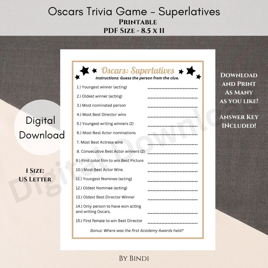 Oscar Trivia Questions Printable 2026 Oscar Trivia Questions Printable 2026