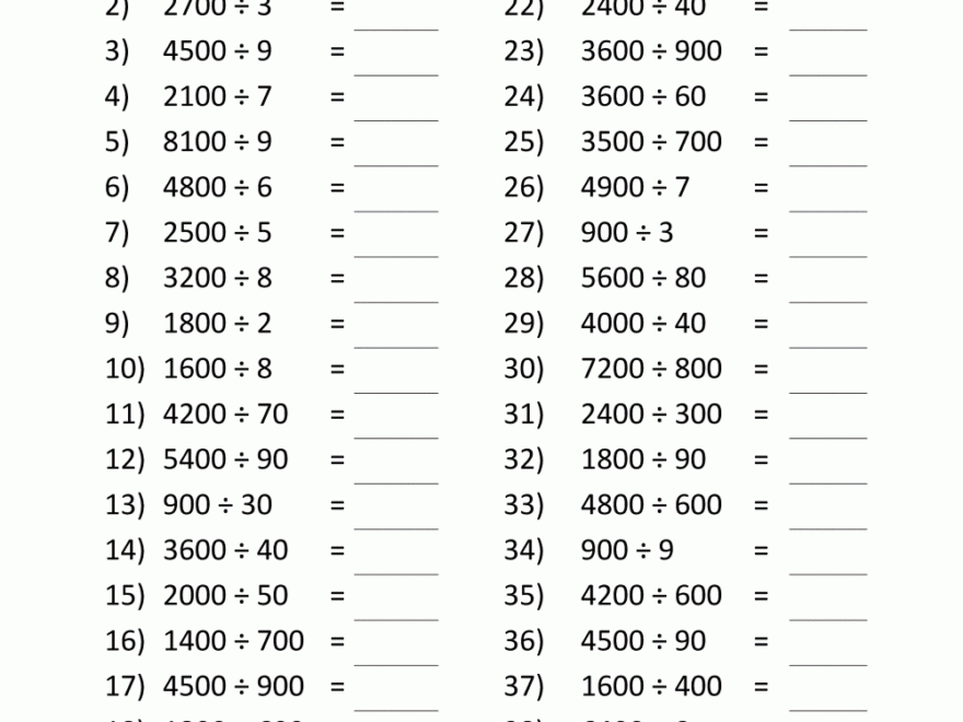 Our Dividing By Multiples Of 10 And 100 Worksheets