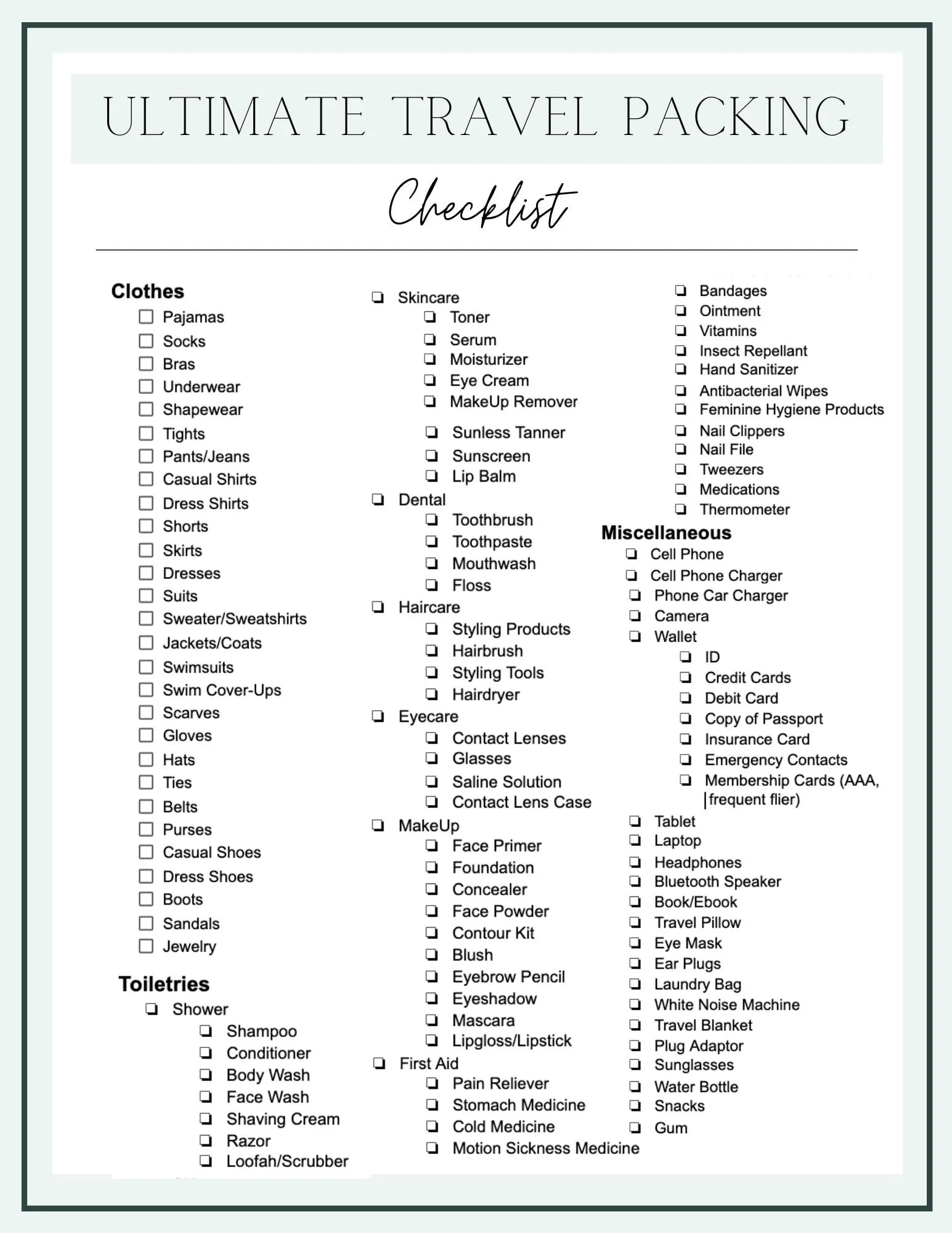 Our Road Trip Essentials Travel Checklist Printable Bless er House Our Road Trip Essentials Travel Checklist Printable Bless er House