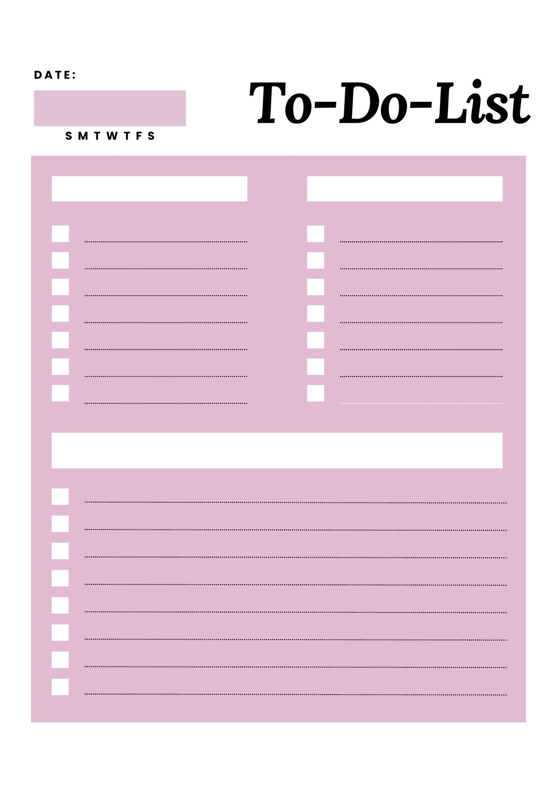 Pink To Do List Free Printable