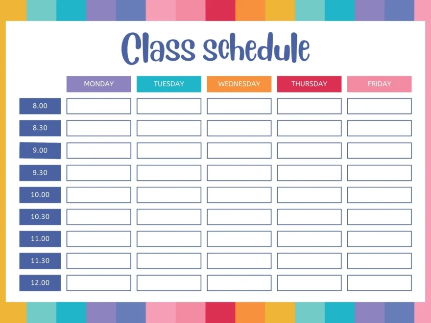 Page 5 Free Printable Class Schedule Templates To Customize Canva