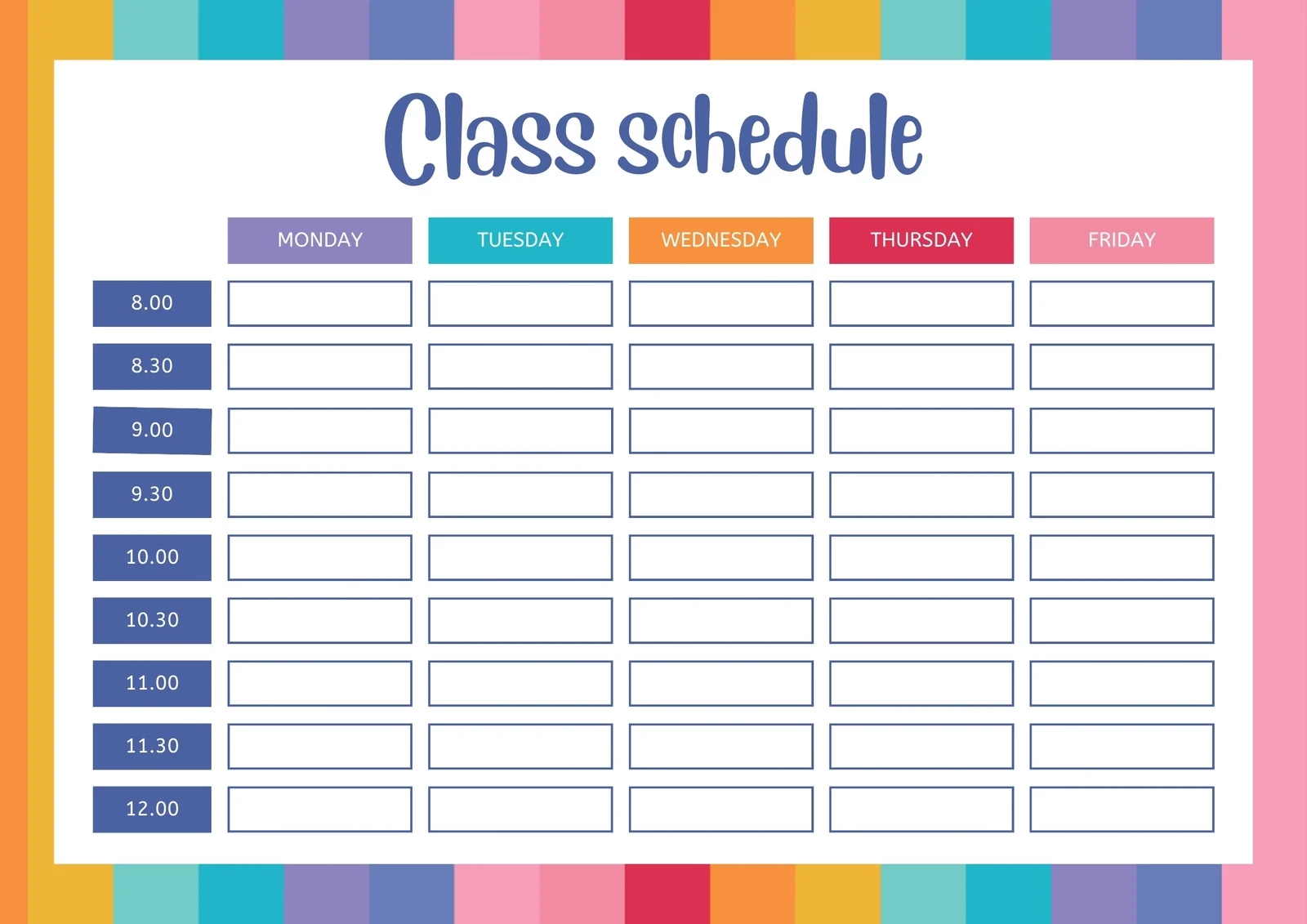 Page 5 Free Printable Class Schedule Templates To Customize Canva Page 5 Free Printable Class Schedule Templates To Customize Canva
