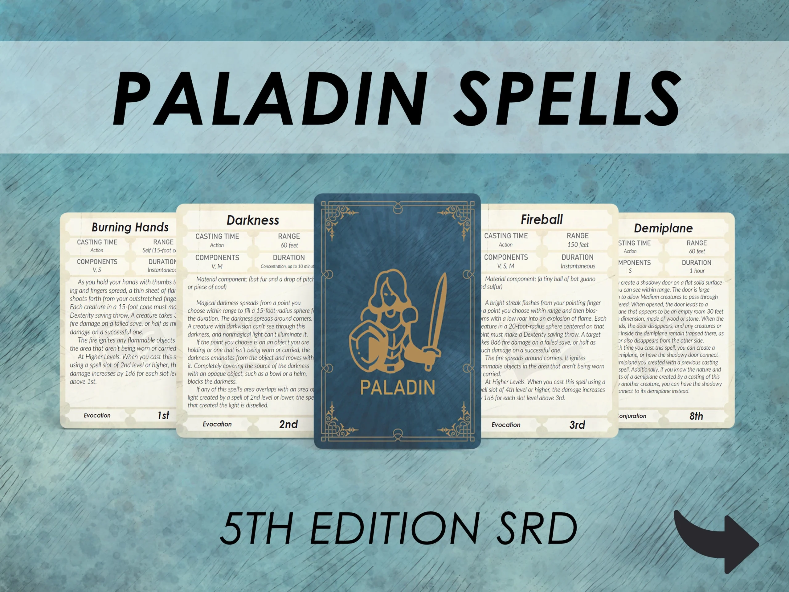 Paladin Spell Cards D D 5e Spellbook PDF Printable Etsy Paladin Spell Cards D D 5e Spellbook PDF Printable Etsy