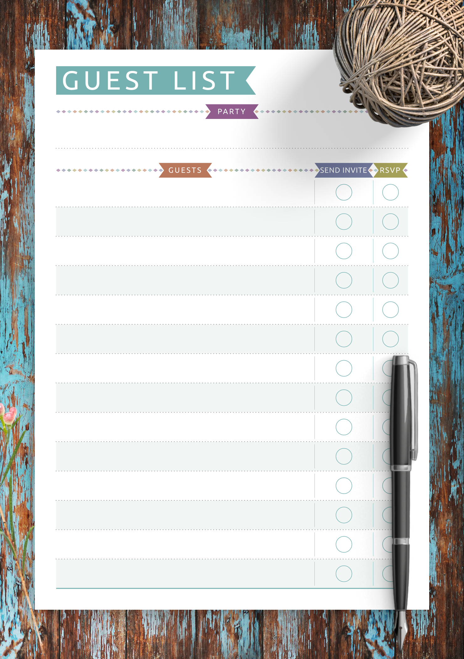 Party Guest List Template Casual Style For Easy Planning