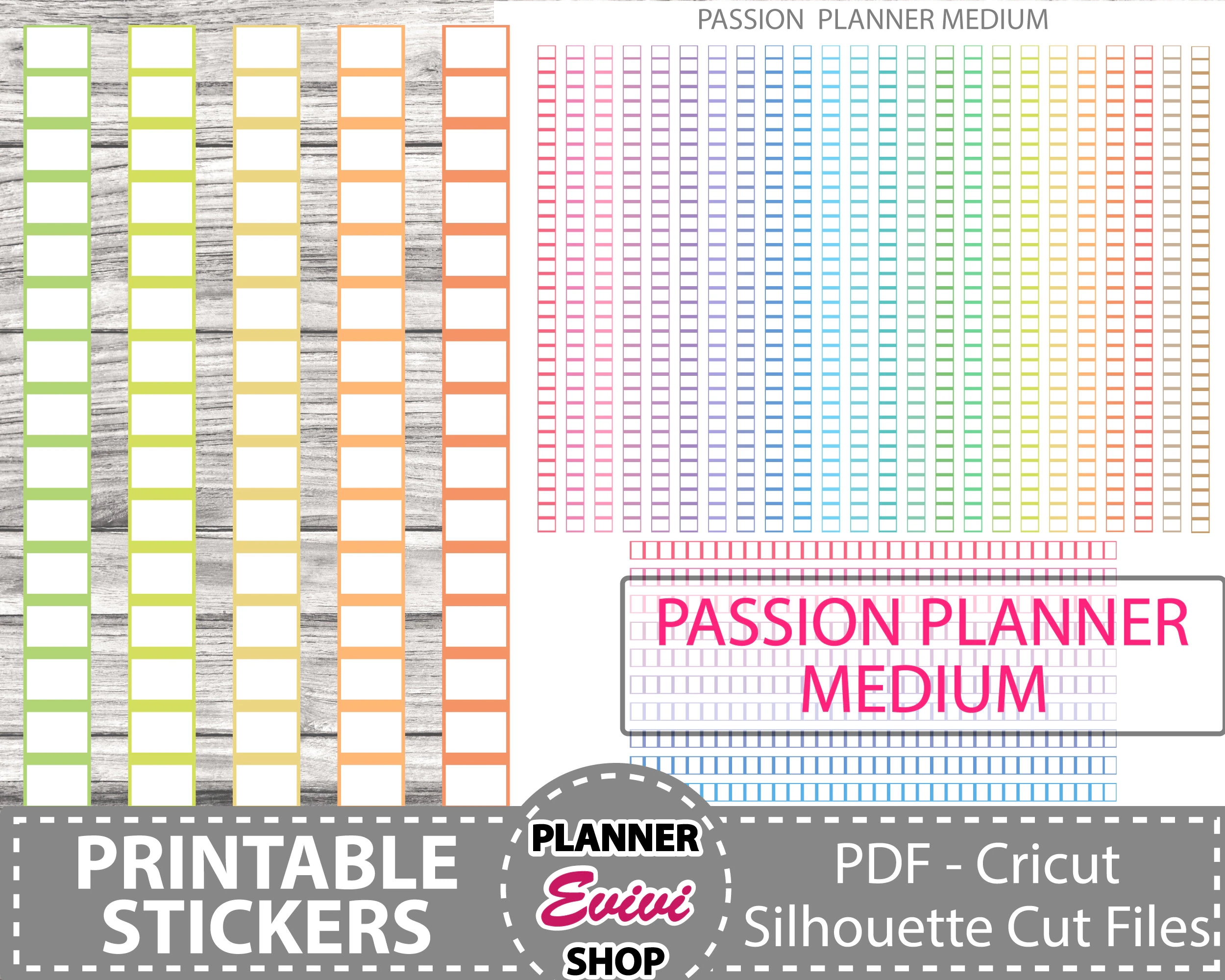Passion Planner Stickers time BLOCK OUT Strips With Check Boxes For The Passion Planner Medium Printable Stickerprintable Etsy