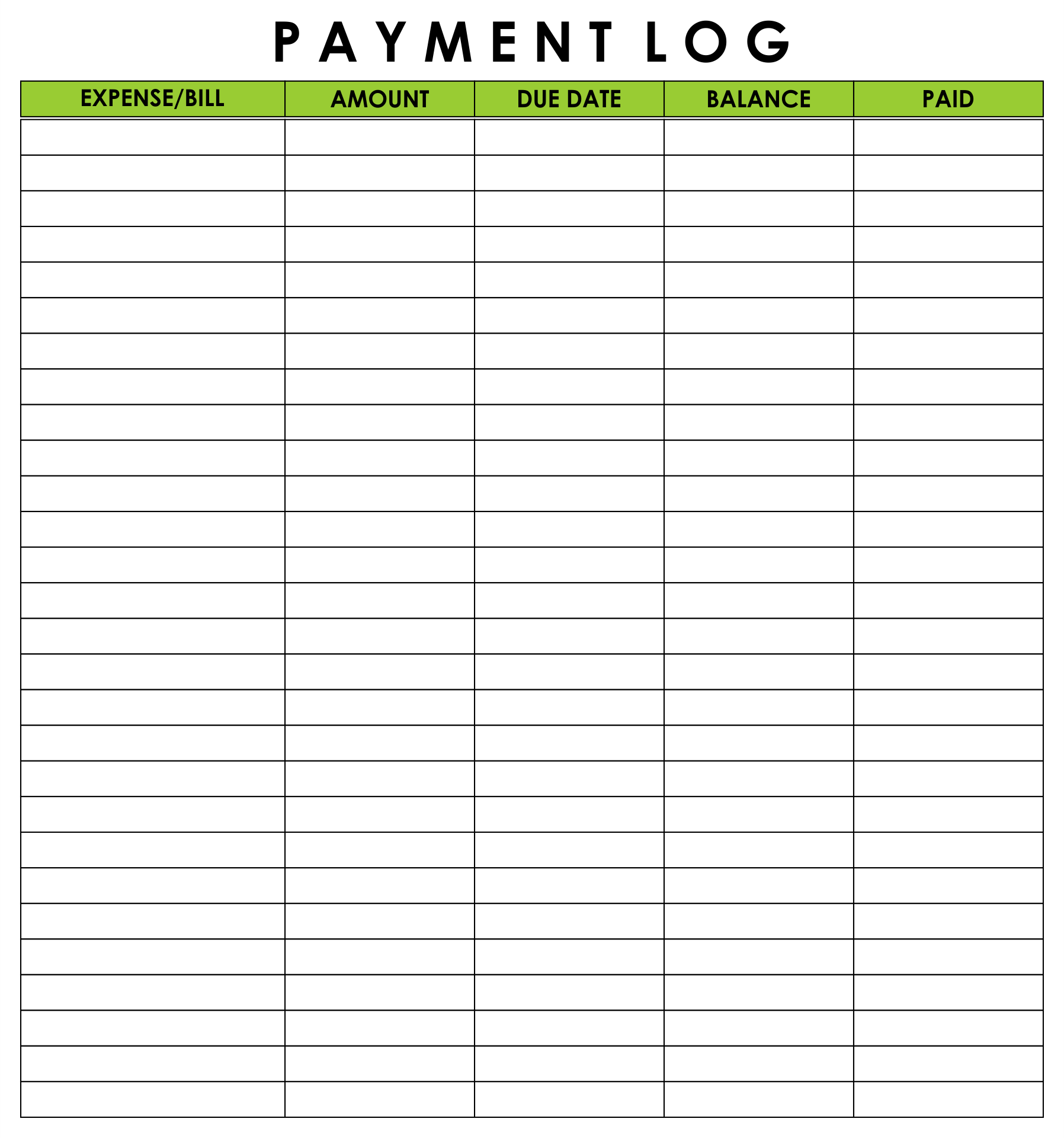 Payment Log Sheet Template 10 Free PDF Printables Printablee