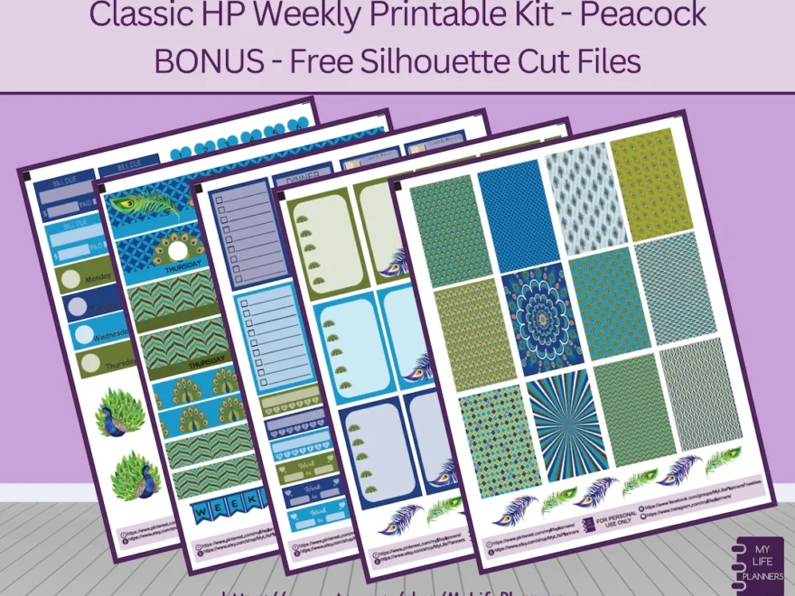 Peacock Planner Stickers Classic Happy Planner Printable PDF Silhouette Etsy