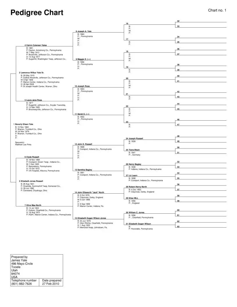 Family Pedigree Chart Printable