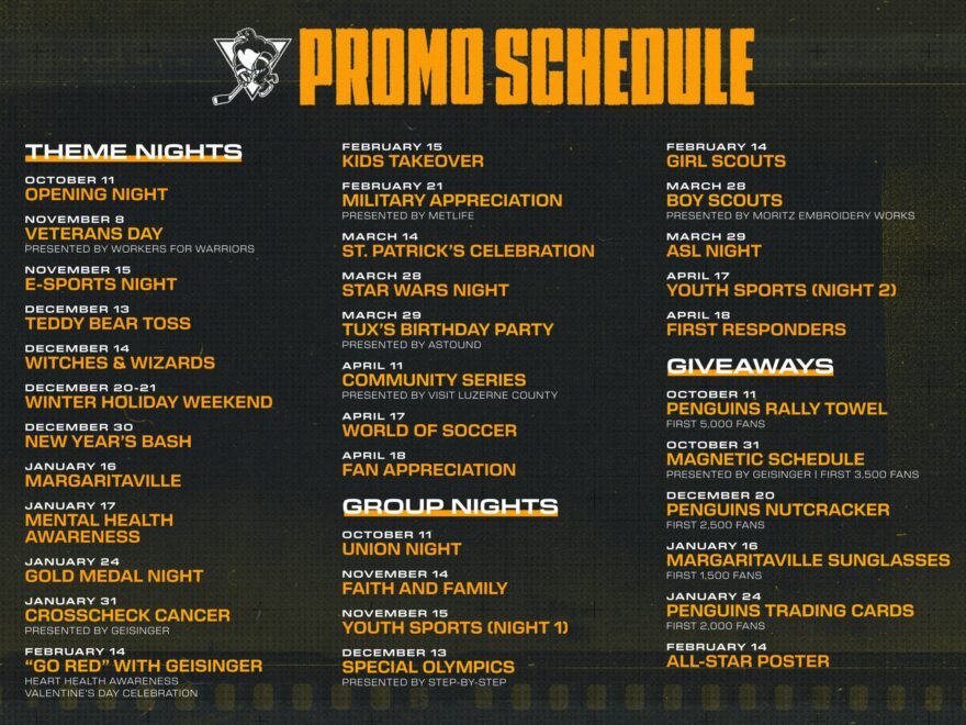 PENGUINS REVEAL 2025 26 PROMOTIONAL SCHEDULE WBS Penguins