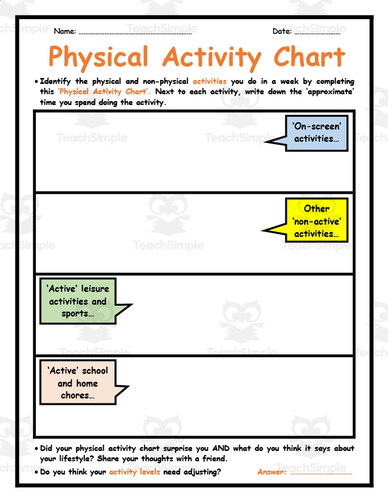 Physical Activity Chart By Teach Simple Physical Activity Chart By Teach Simple