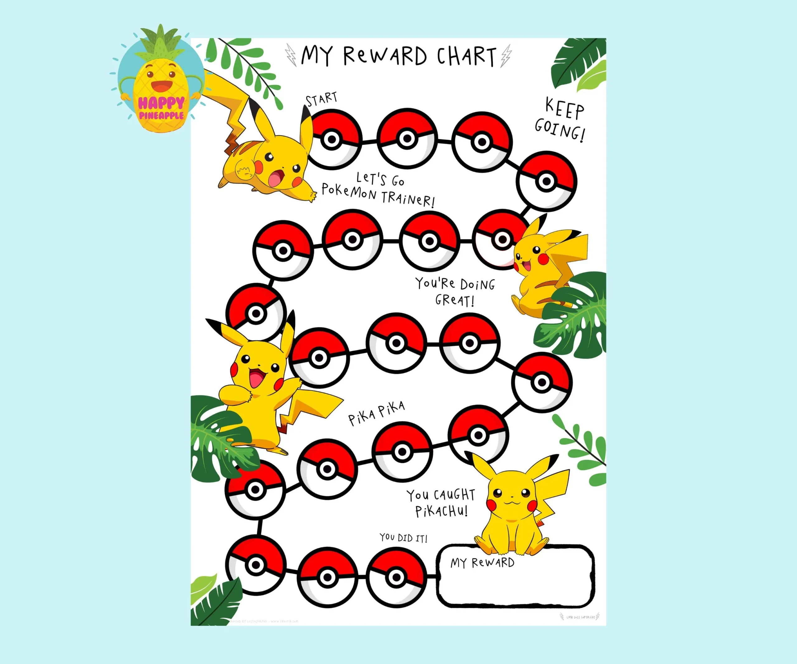 Pikachu Reward Chart For Kids Chore Chart Behaviour Chart Digital Download Instant Download Sticker Chart Child Reward Chart Pokemon Etsy