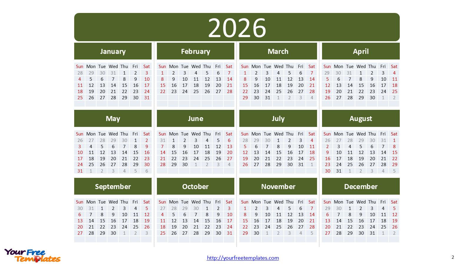 Printable 2026 Schedule 2