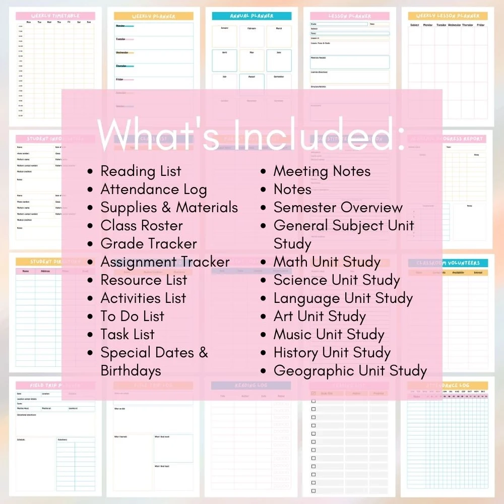 PLR Multi Color Teacher Planner Plr printables store