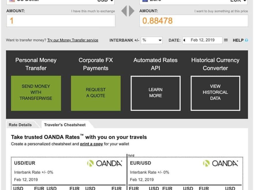 Pocket Sized Currency Conversion Cheat Sheet For Travellers Worksheets Library