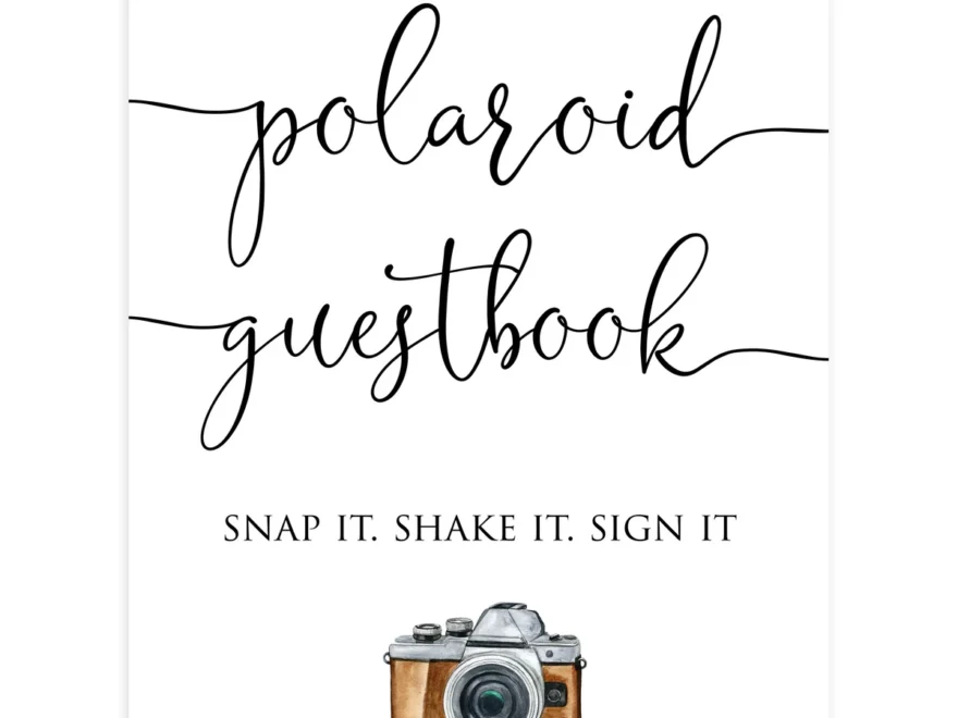 Polaroid Guestbook Table Sign Printable Minimalist Bridal Shower OhHappyPrintables