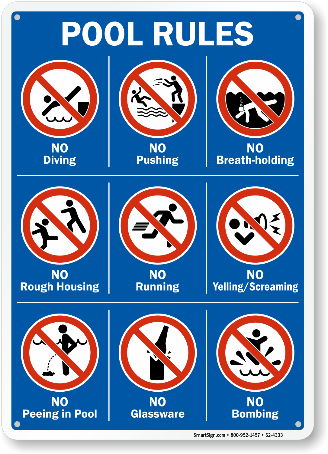 Pool Rules Symbol Sign SKU S2 4333