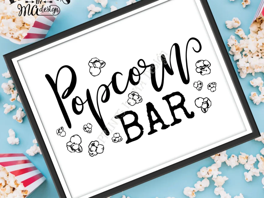 Popcorn Bar Sign PRINTABLE 8x10 16x20 Sign Instant Download Digital Printable File