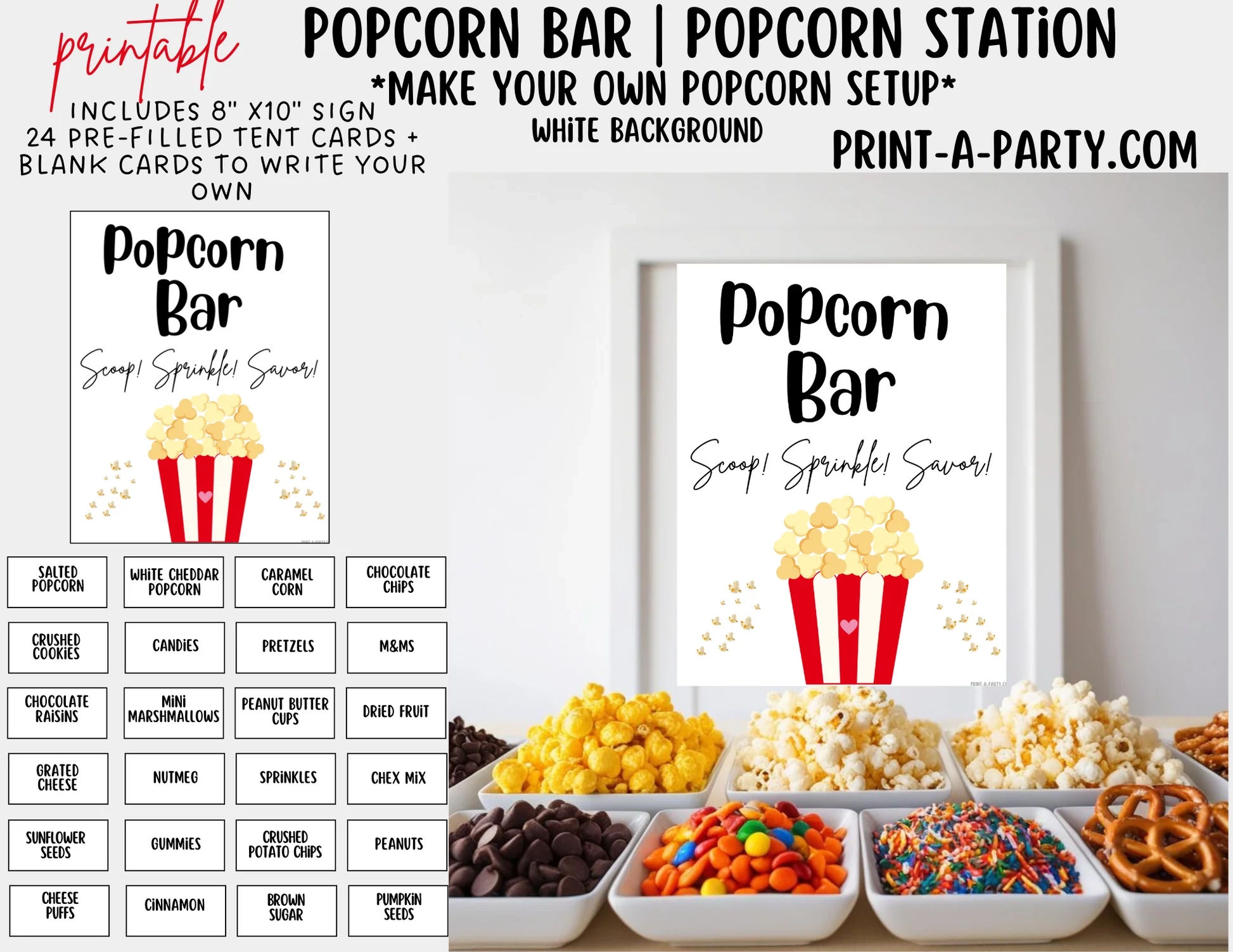 Popcorn Bar Sign Printable Popcorn Bar Sign Printable