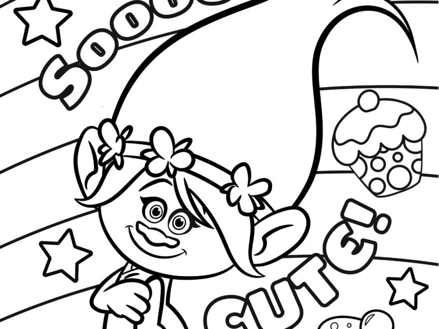 Poppy So Cute Trolls Coloring Pages
