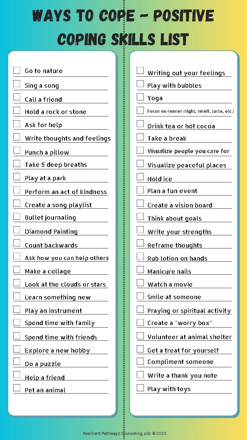 Free Printable Coping Skills Lists Free Printable Coping Skills Lists