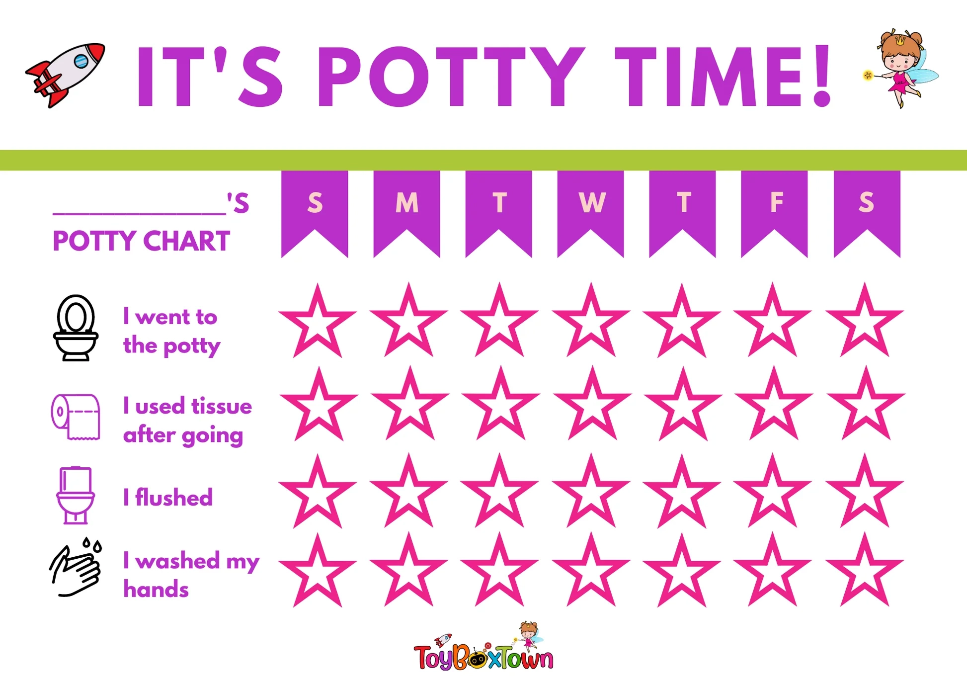 Potty Training Chart Girl Printable
