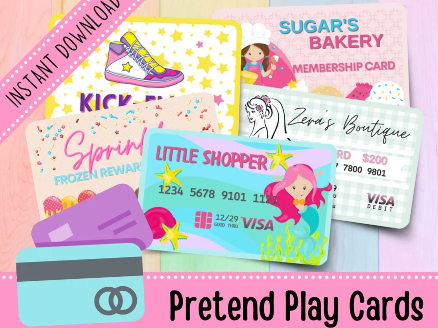 Pretend Play Cards For Kids Fake Credit Cards For Kids Play Money Shopping Pretend Play Kindergarten Printable Etsy