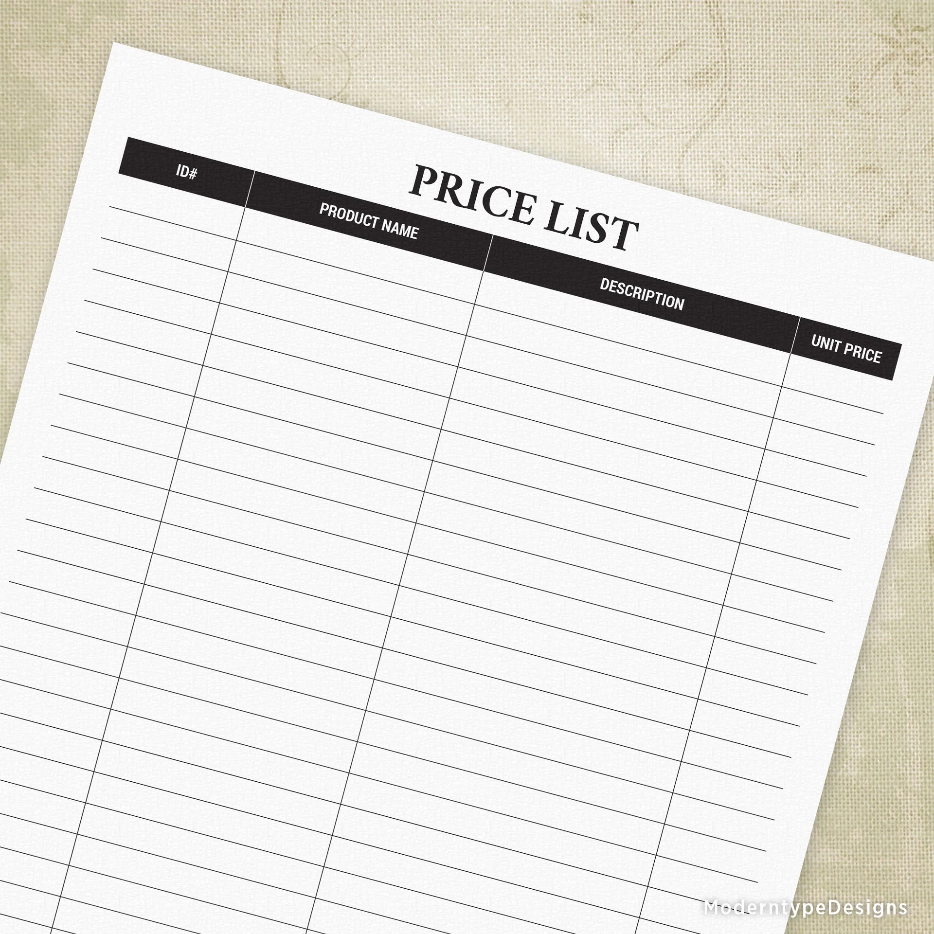 Free Printable Pricing List Free Printable Pricing List