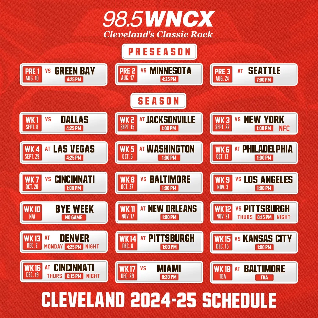 Print Your 2024 Cleveland Browns Schedule Here