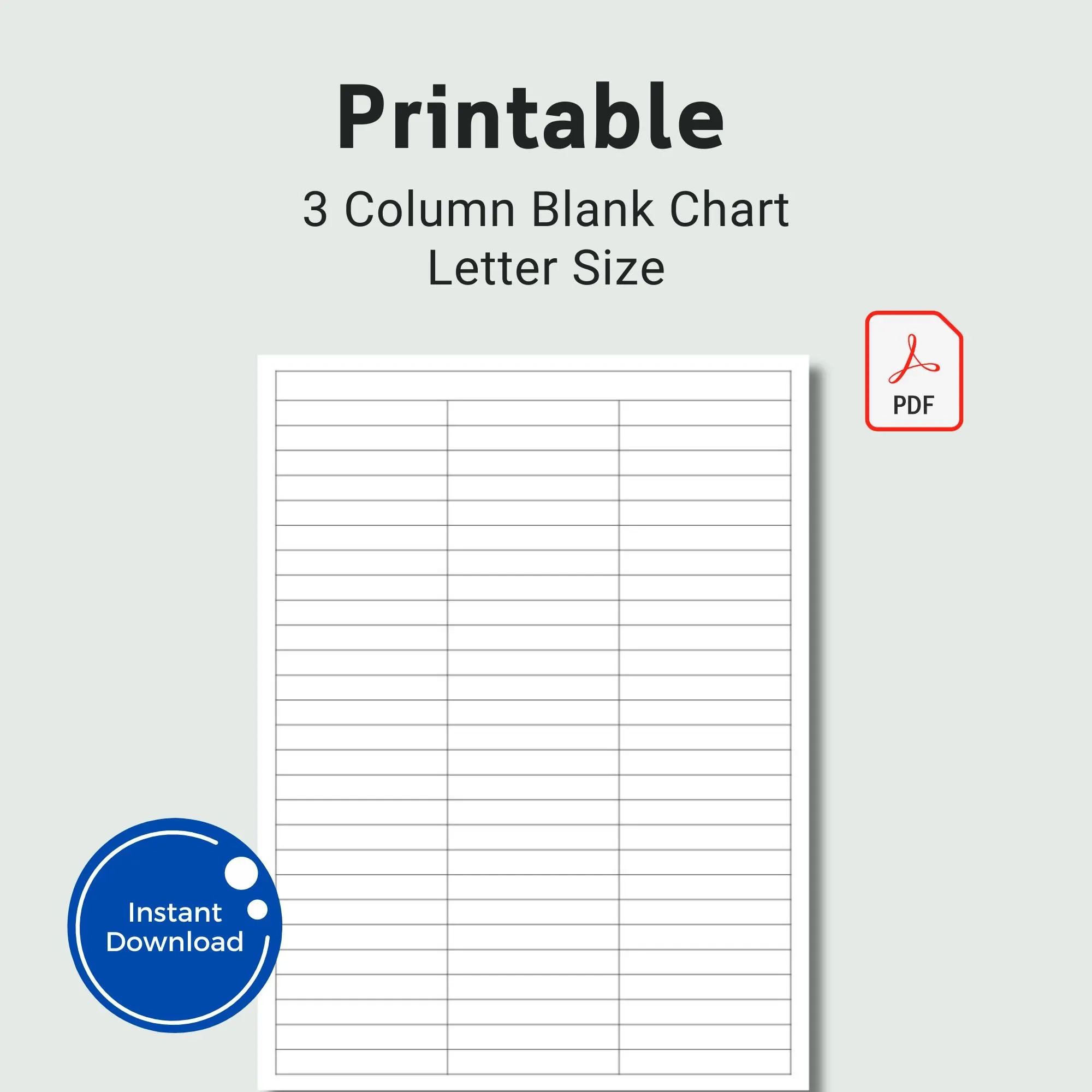 Printable 3 Row Chart Template