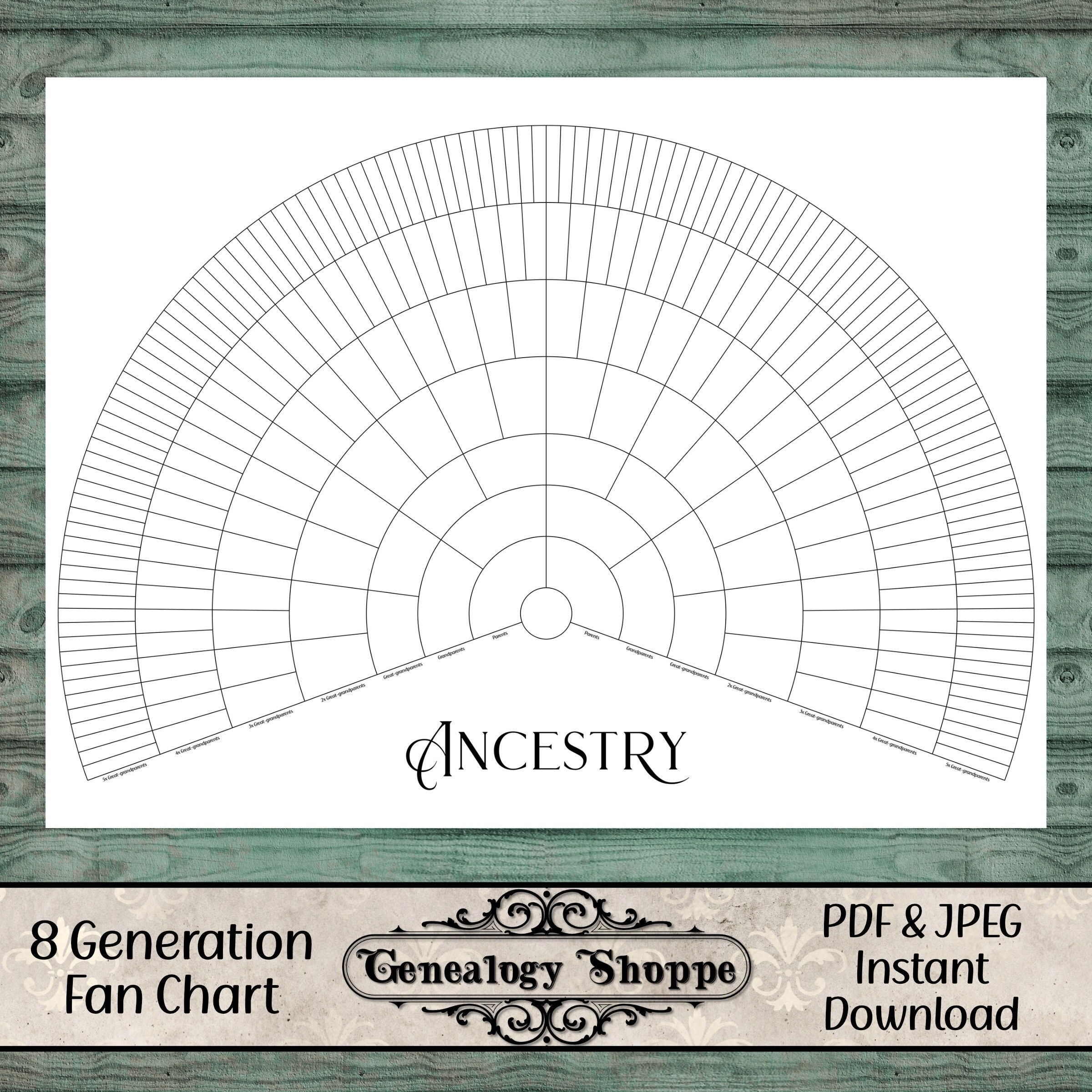 Printable 8 Generation Fan Chart Etsy