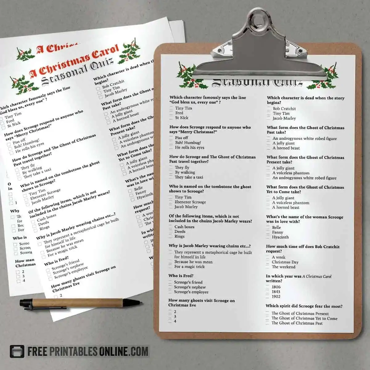 Printable A Christmas Carol Quiz Free Printables Online Printable A Christmas Carol Quiz Free Printables Online