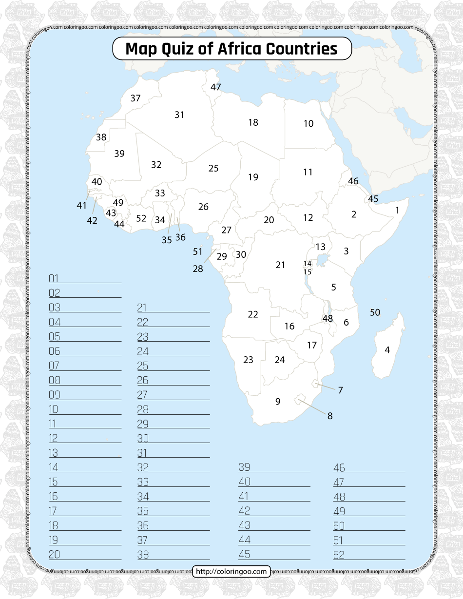 Countries Of Africa Quiz Printable Countries Of Africa Quiz Printable