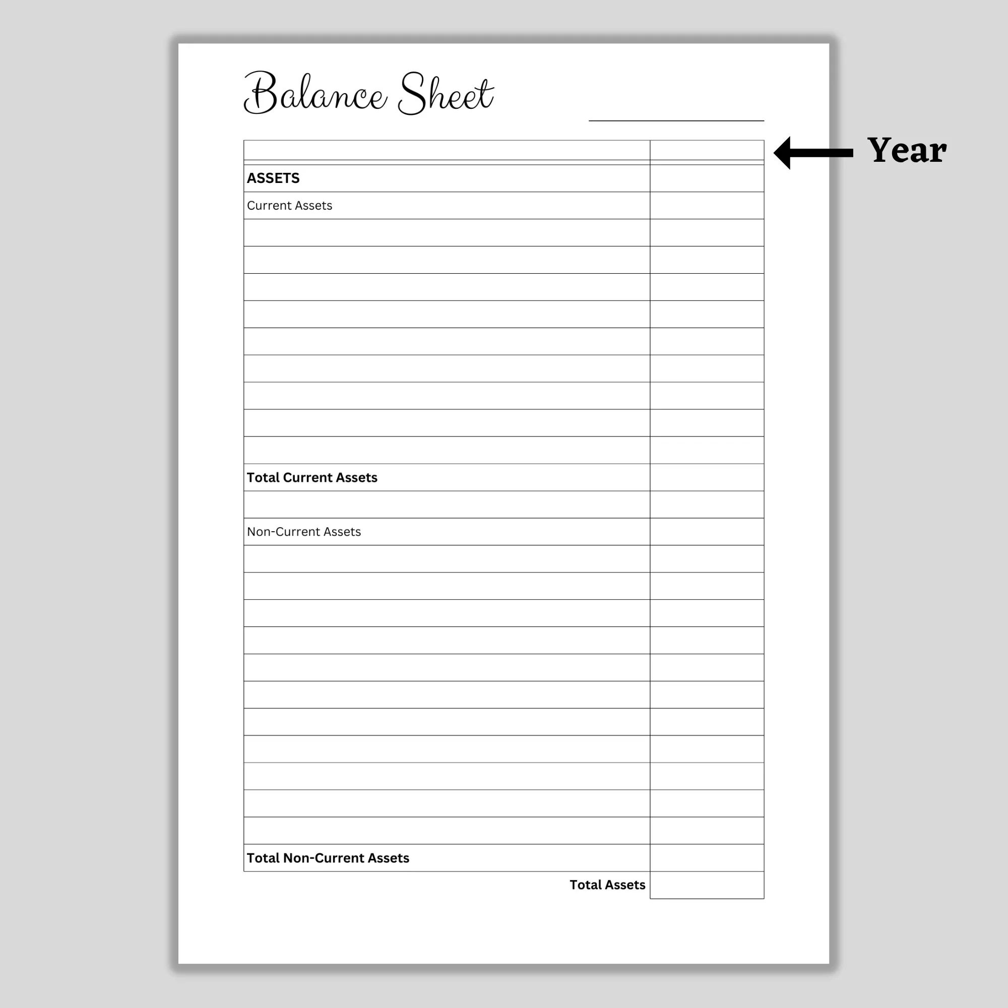 Printable Balance Sheet Template Financial Statement Assets Liabilities Equity Small Business Financial Report PDF A4 A5 US Letter Etsy