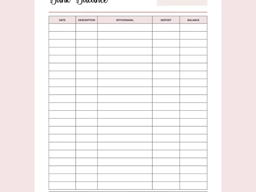Printable Balance Sheet Template Instant Download PDF A4 Letter Plan Print Land