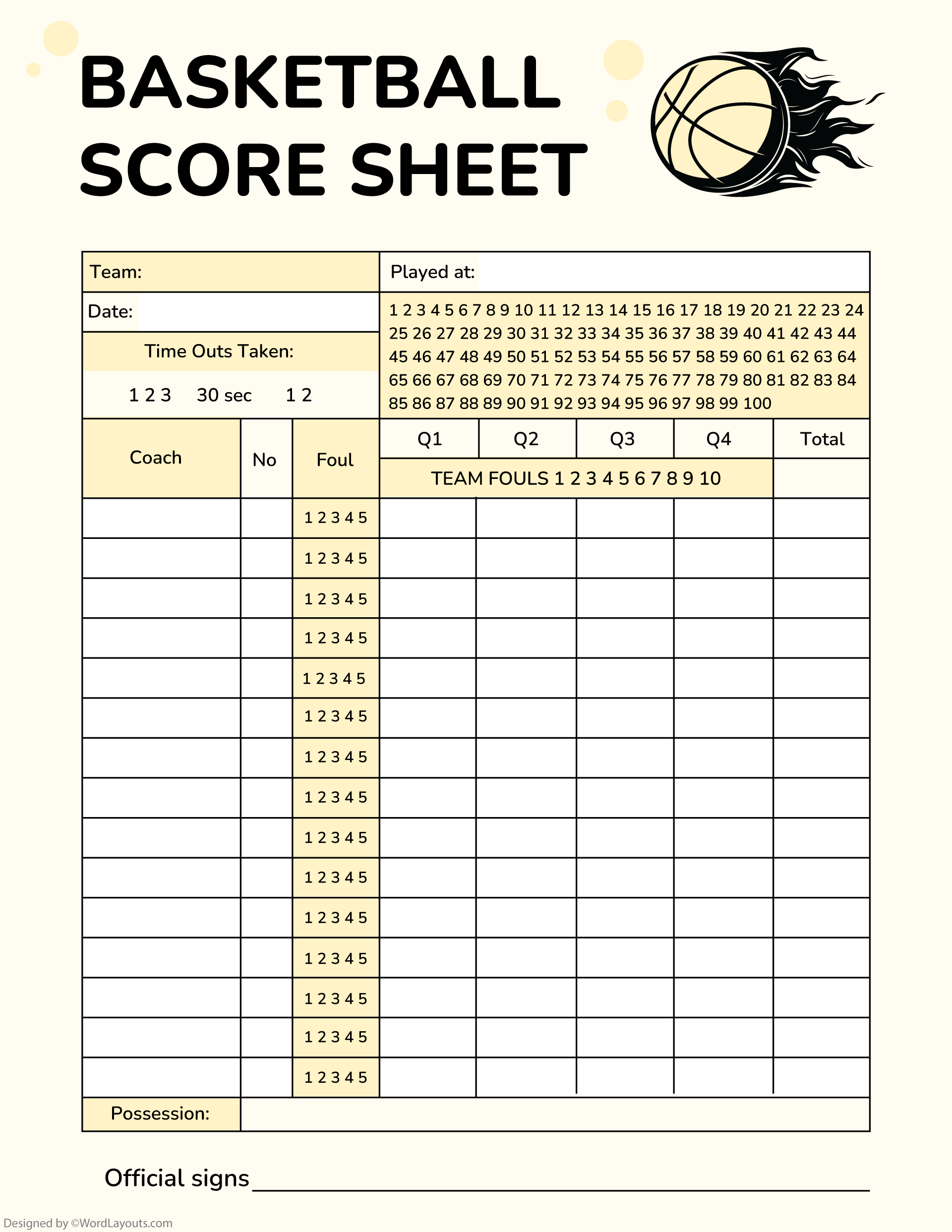 Printable Basketball Score Sheet Template Printable Basketball Score Sheet Template