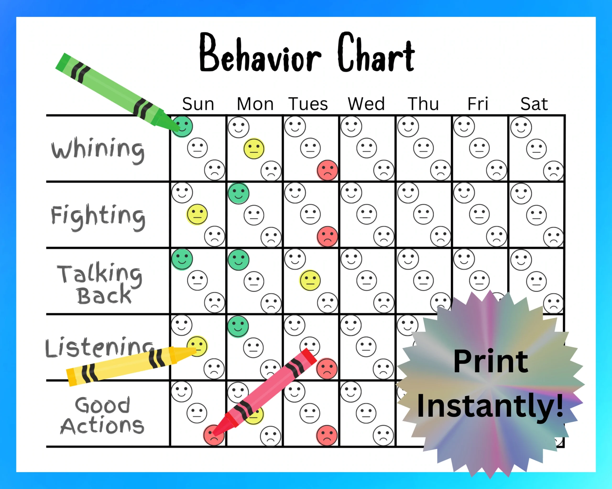 Home Printable Behavior Charts