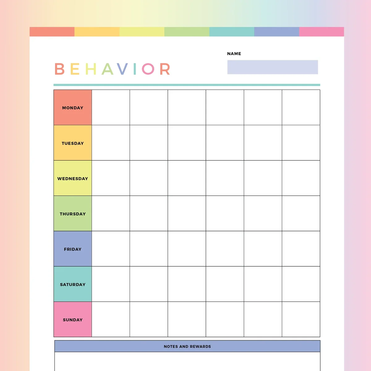 Printable Preschool Behavior Chart Printable Preschool Behavior Chart