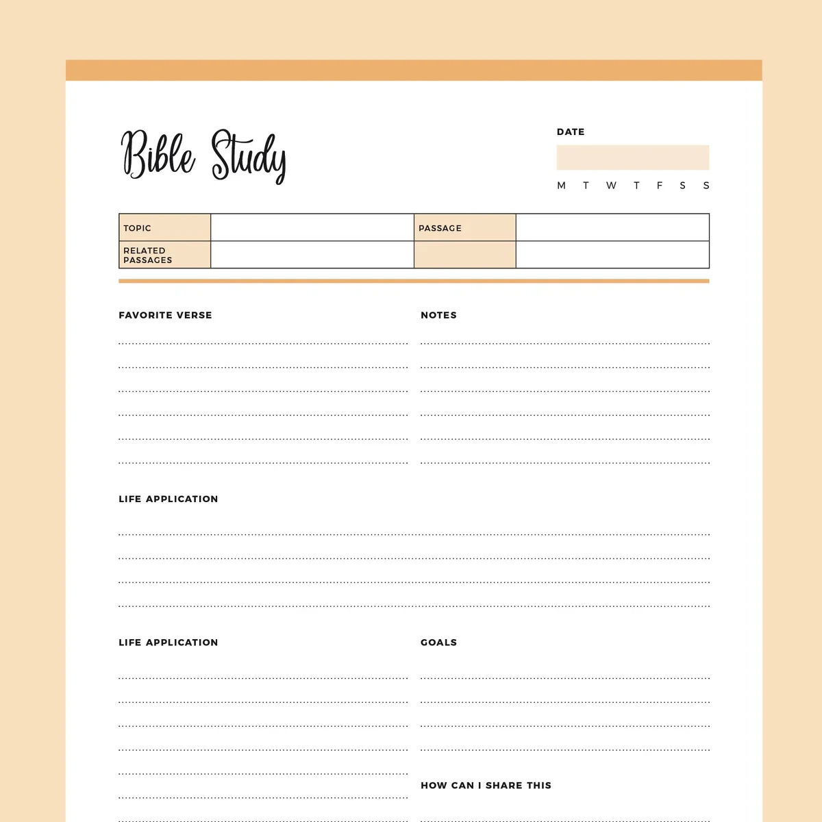 Printable Bible Study Planner Instant Download PDF A4 US Letter Plan Print Land