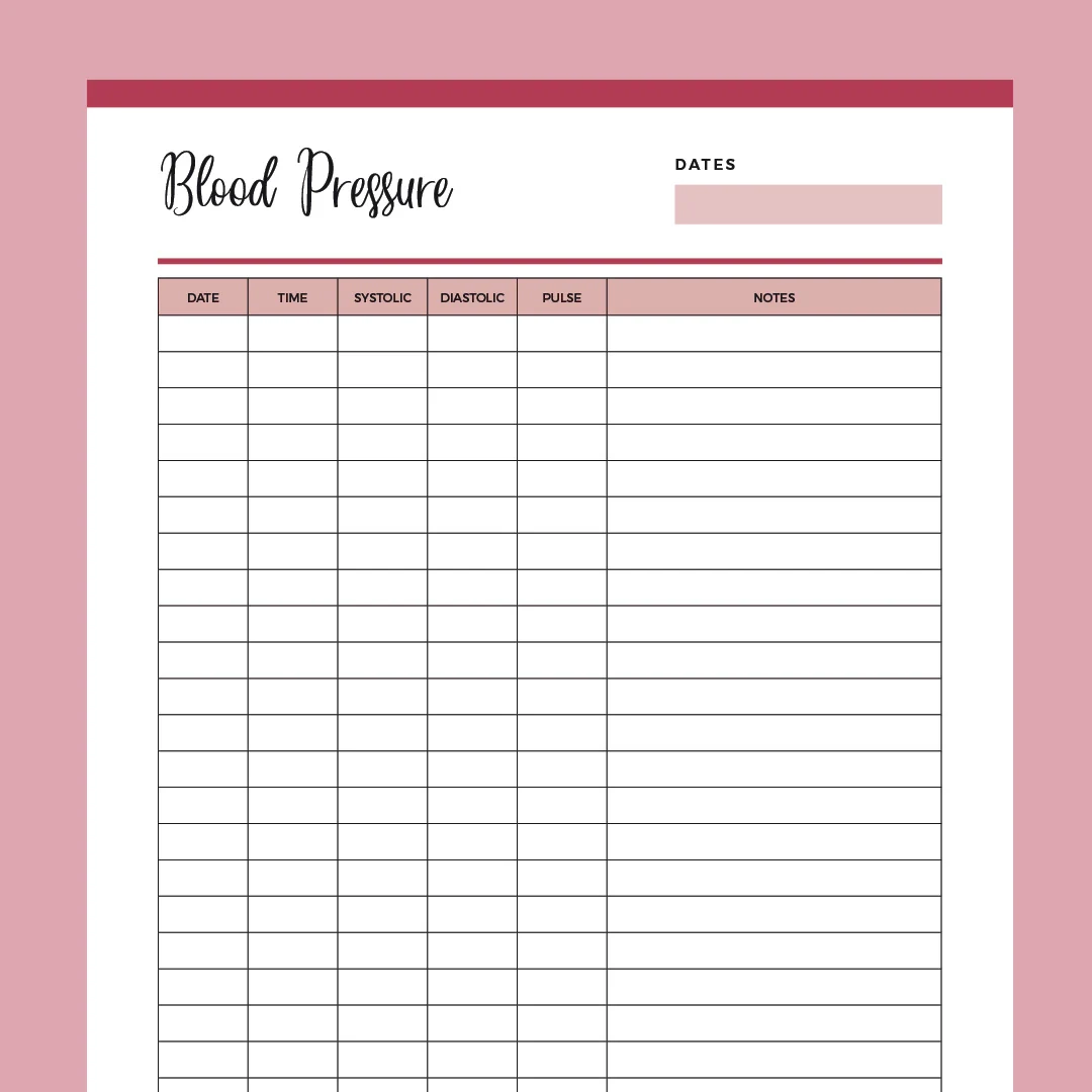Free Printable Blood Pressure Log Sheet Free Printable Blood Pressure Log Sheet