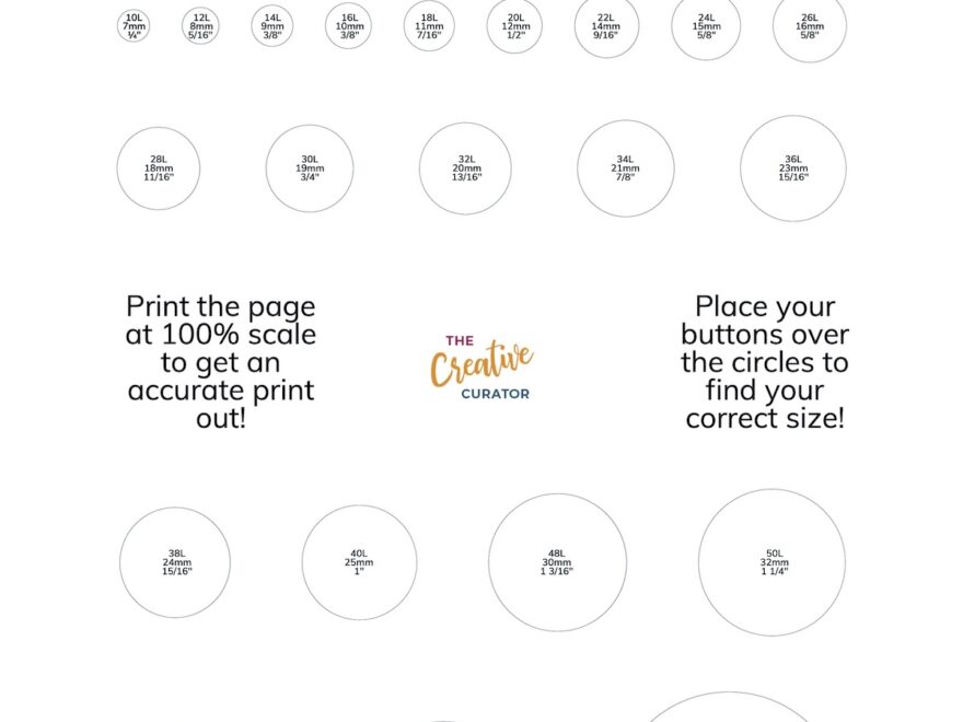 Printable Button Size Chart How To Measure Buttons The Creative Curator