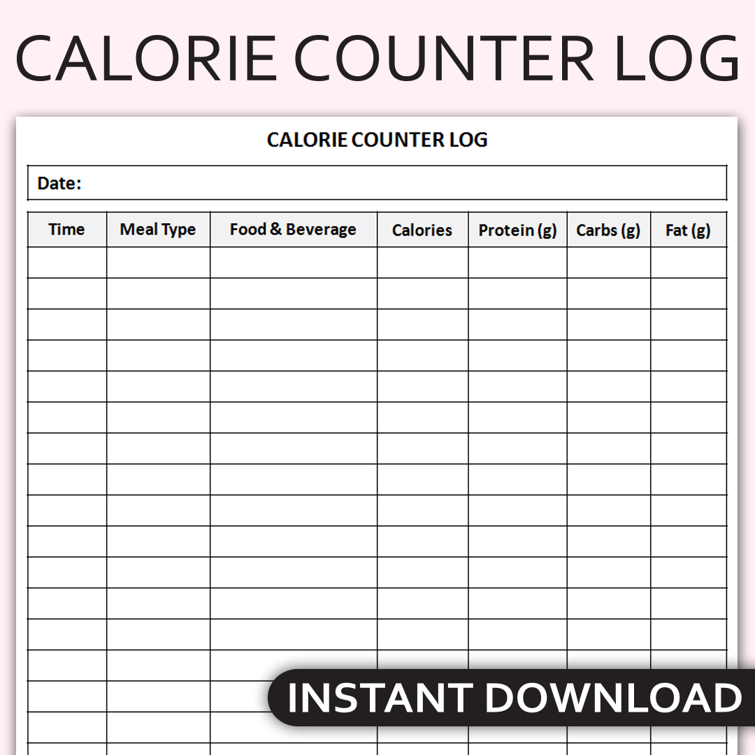 Printable Daily Calorie Counter Chart